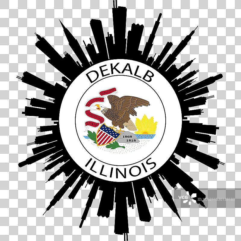 伊利诺伊州德卡尔布天际线美国旅行纪念品图片素材