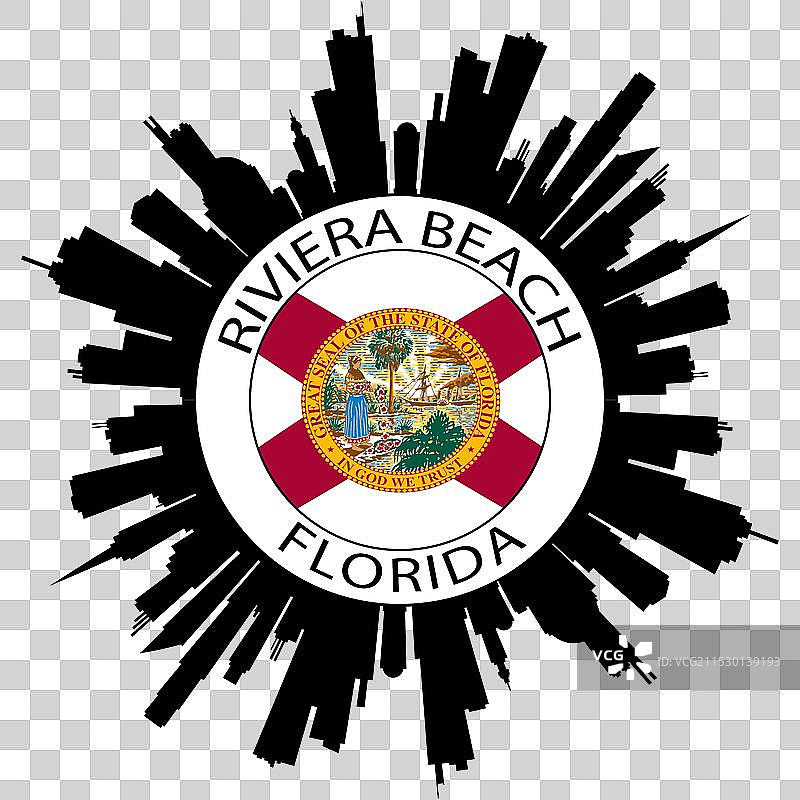 佛罗里达州里维埃拉海滩天际线美国国旗贴纸图片素材