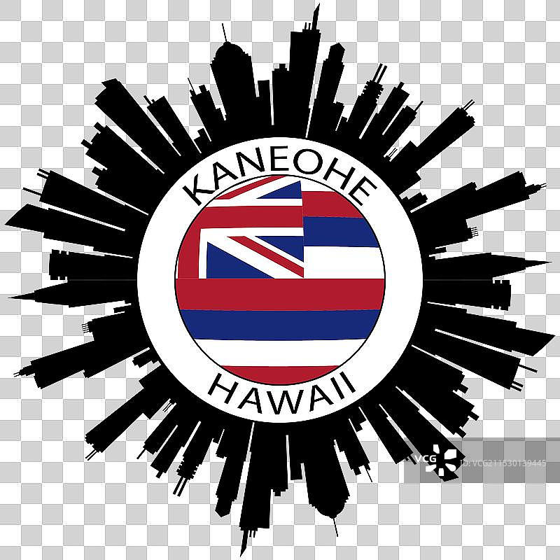卡内奥赫天际线夏威夷国旗美国旅行纪念品图片素材