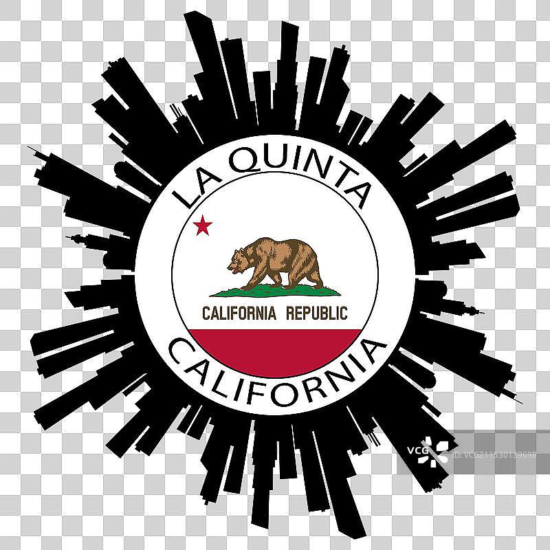 拉金塔天际线加利福尼亚州美国国旗贴纸图片素材