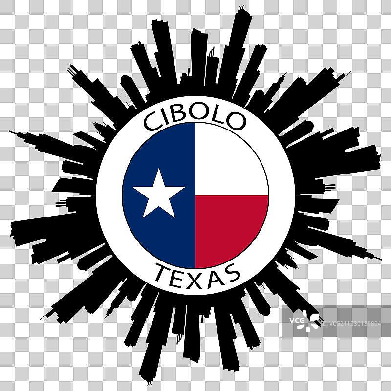 德克萨斯州西博洛天际线美国国旗旅行纪念品图片素材