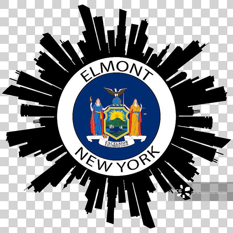 埃尔蒙特天际线 纽约 美国国旗 旅行纪念品图片素材