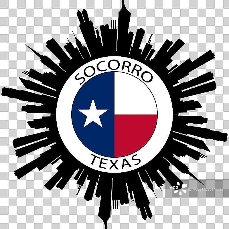 索科罗天际线德克萨斯州国旗美国旅行纪念品图片素材