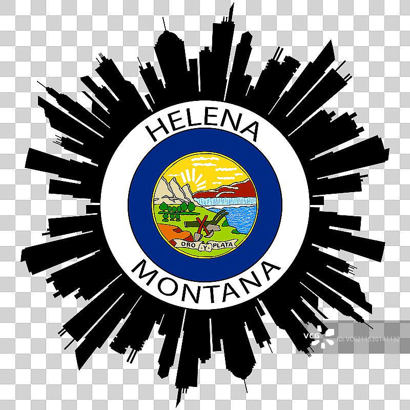 蒙大拿州海伦娜天际线美国国旗旅行纪念品图片素材