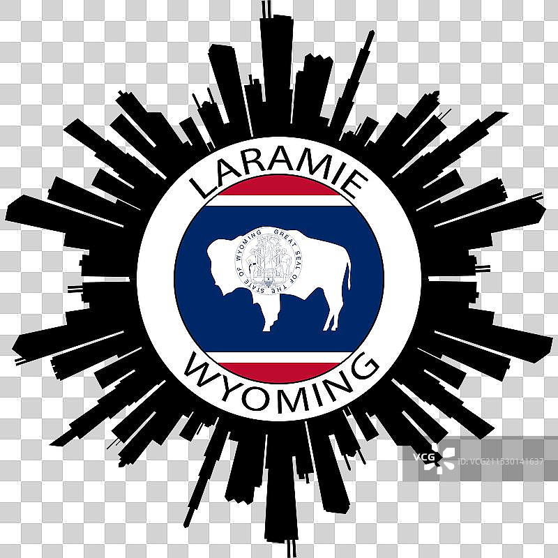 怀俄明州拉拉米天际线美国国旗旅行纪念品图片素材