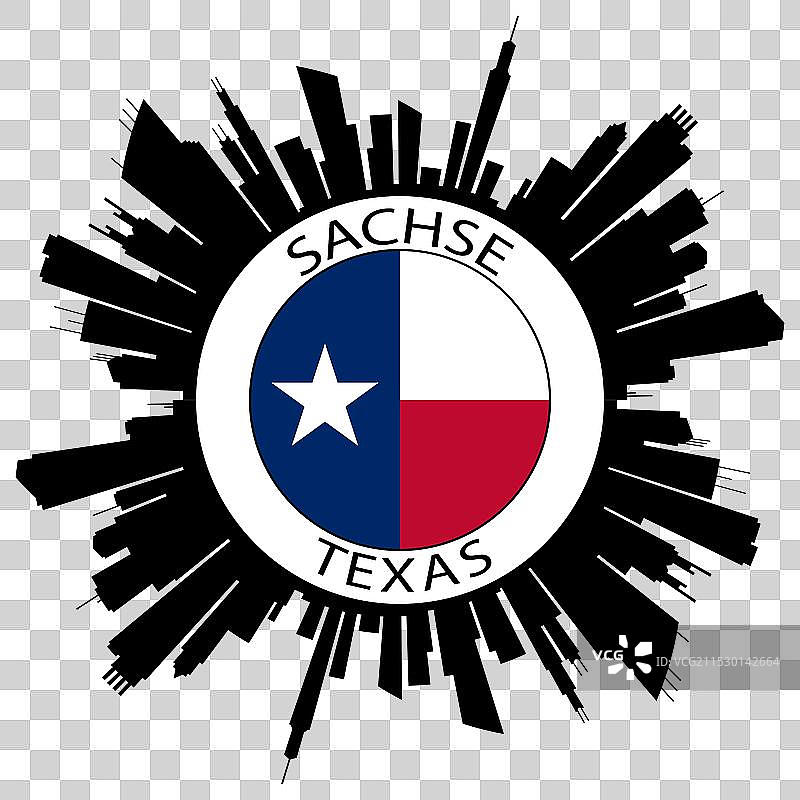 萨克斯天际线德克萨斯州国旗美国旅行纪念品图片素材