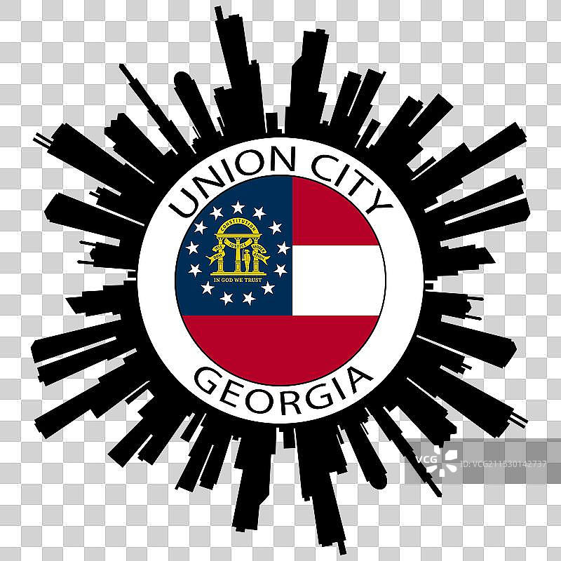 乔治亚州联合城市天际线美国国旗旅行贴纸图片素材