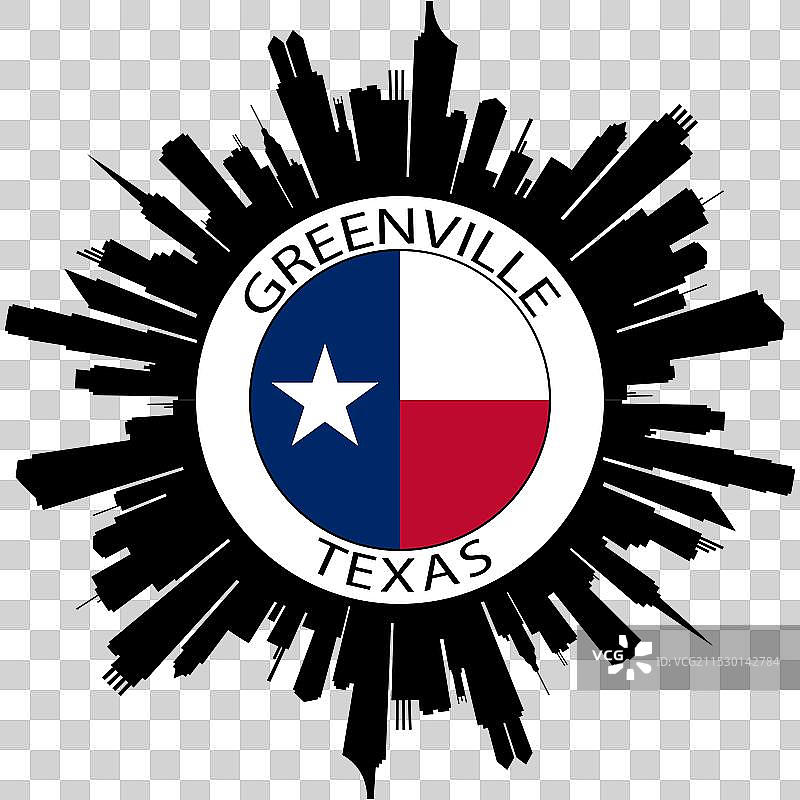 德克萨斯州格林维尔天际线美国国旗旅行纪念品图片素材