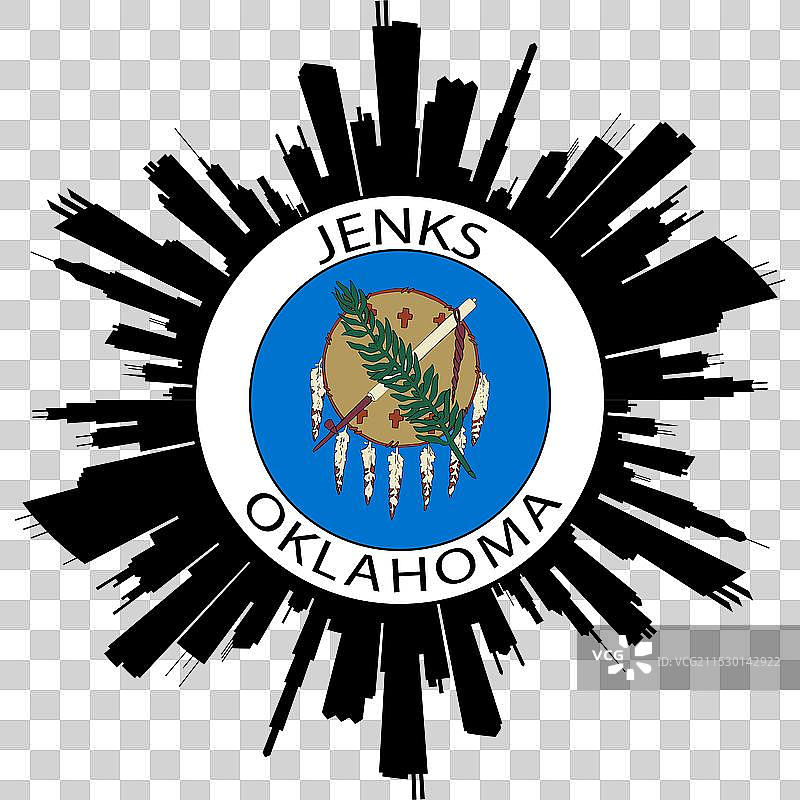 詹克斯天际线俄克拉荷马州国旗美国旅行纪念品图片素材