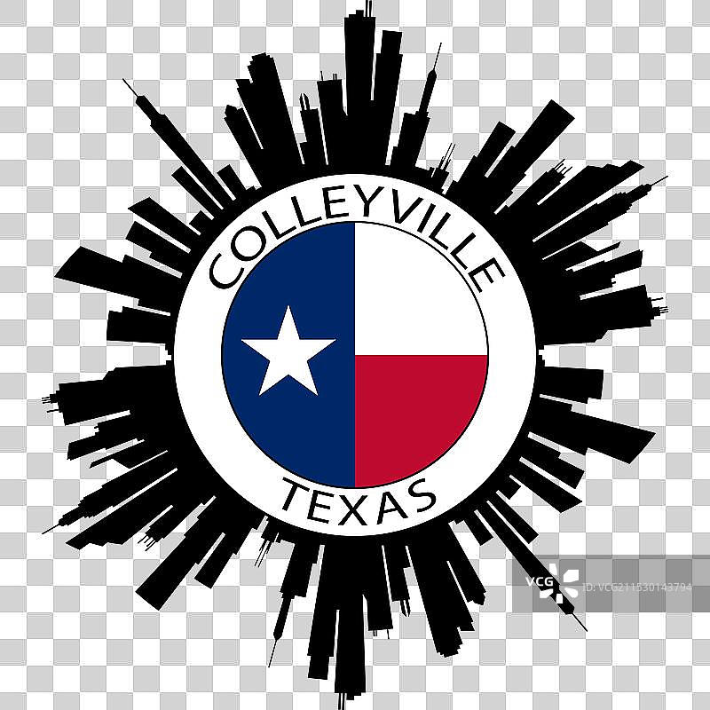 科利维尔天际线 德克萨斯州 旗帜 美国 旅行纪念品图片素材