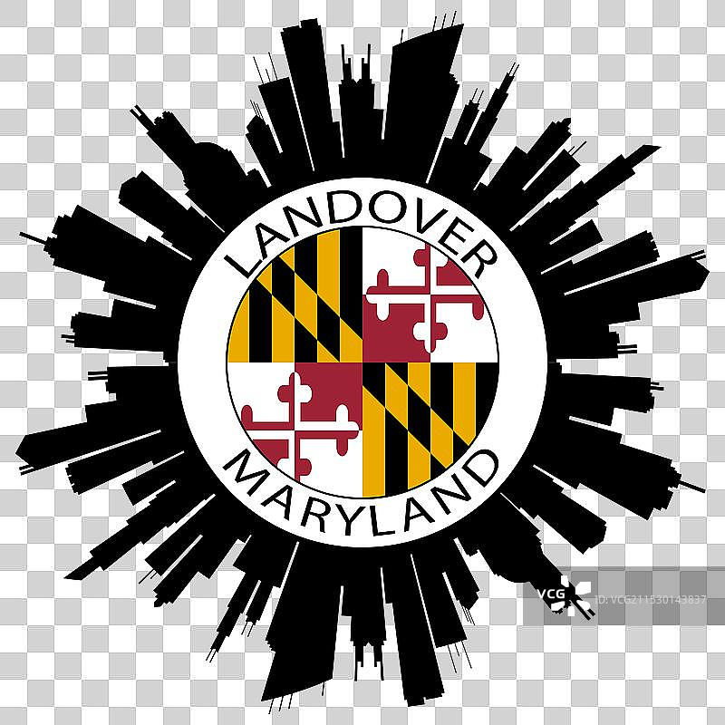 兰多弗天际线 马里兰州 旗帜 美国 旅行纪念品图片素材