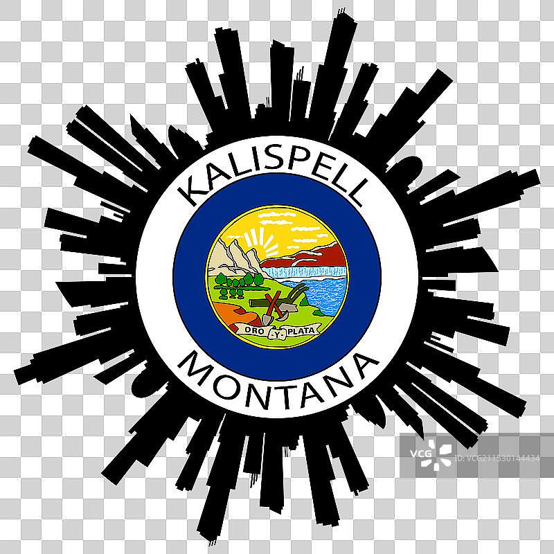 卡利斯佩尔天际线 蒙大拿州 美国国旗 旅行纪念品图片素材