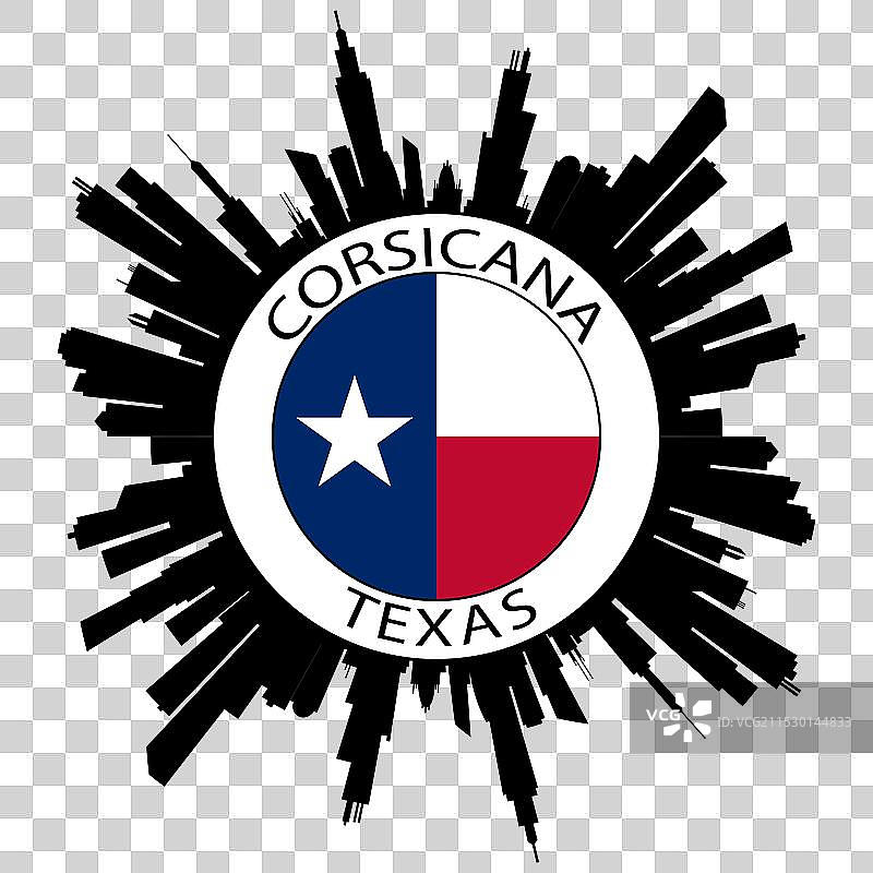 科西卡纳天际线与德克萨斯州国旗，美国旅行纪念品图片素材