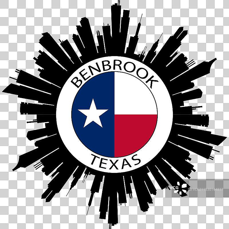 本布鲁克天际线 德克萨斯州 旗帜 美国 旅行纪念品图片素材