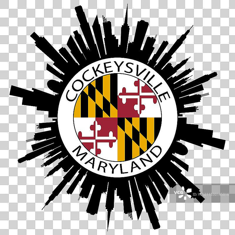 马里兰州科基斯维尔天际线美国国旗贴纸图片素材