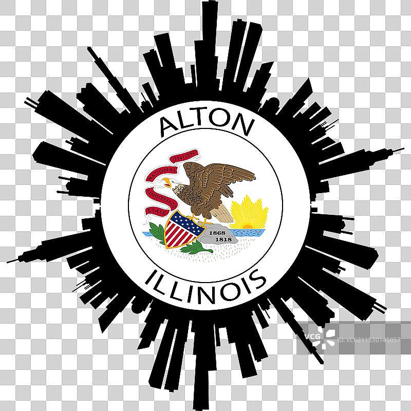 阿尔顿天际线 伊利诺伊州 旗帜 美国 旅行纪念品图片素材