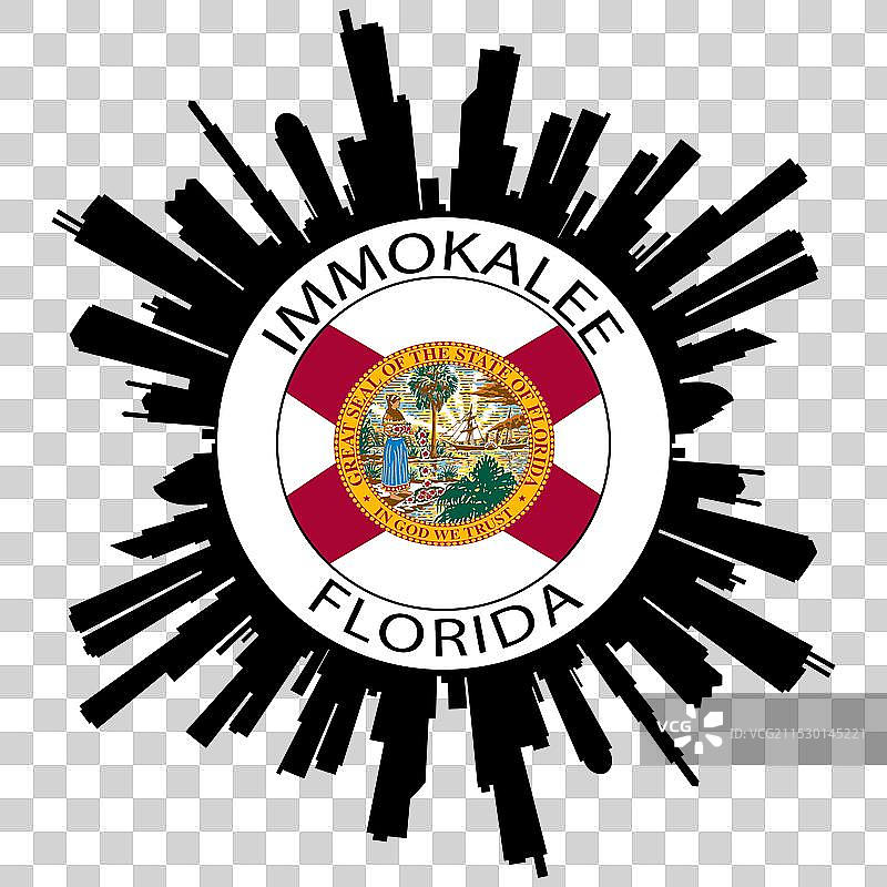 伊莫卡利天际线 佛罗里达州 美国国旗 旅行纪念品图片素材