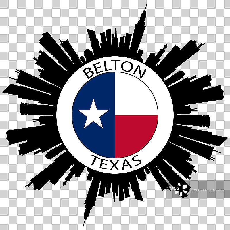 贝尔顿天际线 德克萨斯州 旗帜 美国 旅行纪念品图片素材