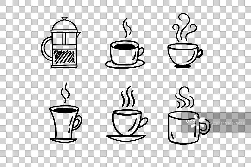 手绘热饮系列涂鸦咖啡杯图片素材