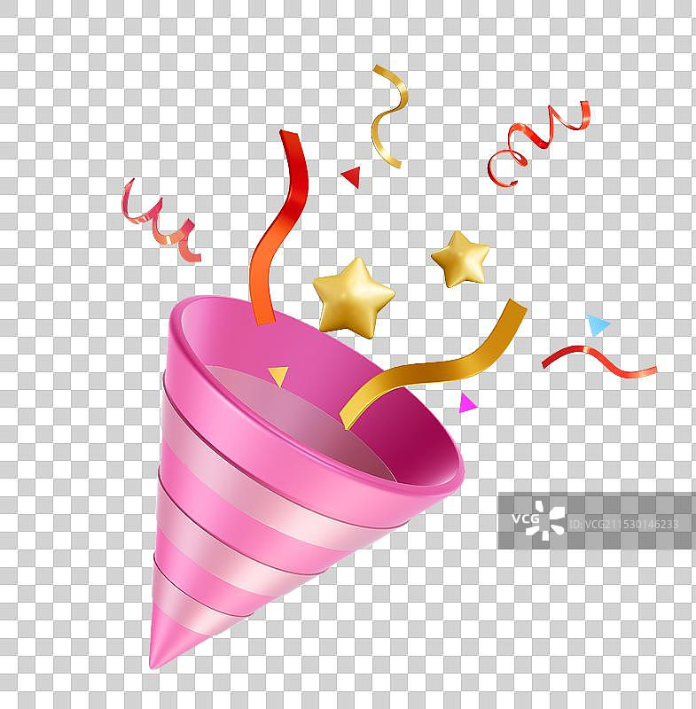 礼花节日庆祝装饰3D卡通插画元素图片素材