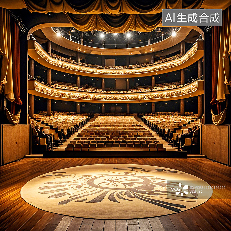 【AI数字艺术】空旷无人的大剧院戏曲舞台图片素材