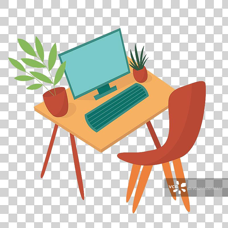 带椅子和电脑的桌子图片素材