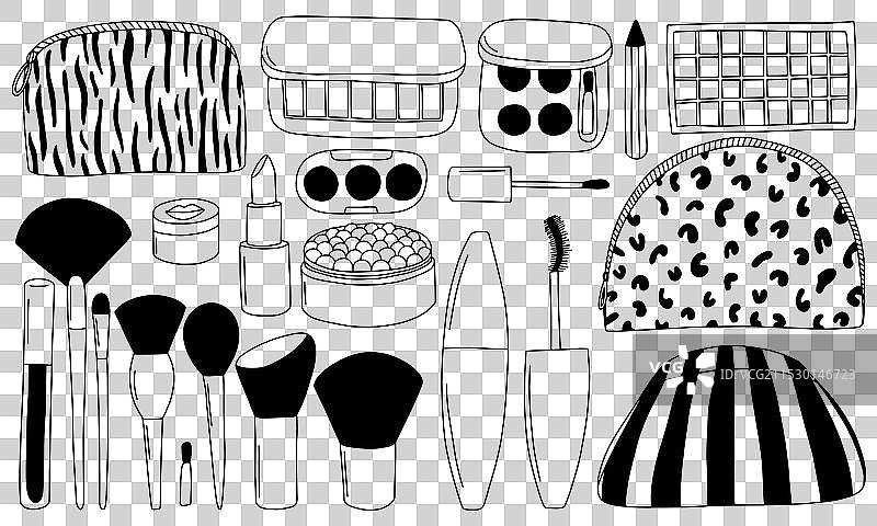 涂鸦风格的化妆套装图片素材