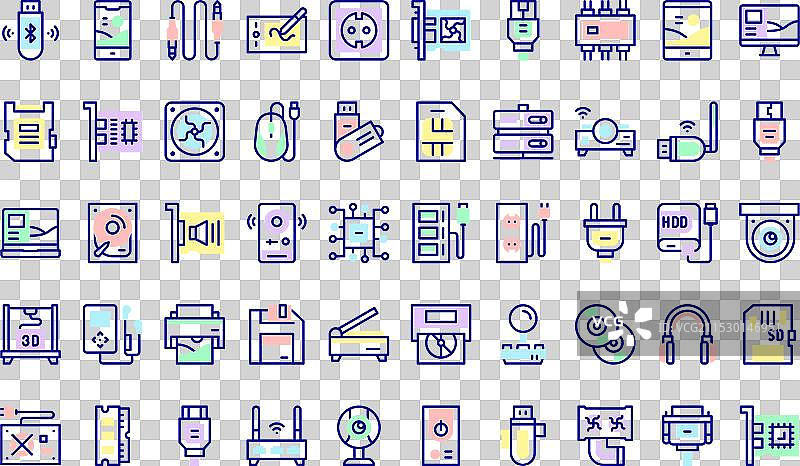 可编辑的硬件图标集合图片素材