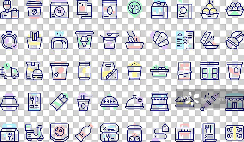 可编辑的外卖图标集合图片素材