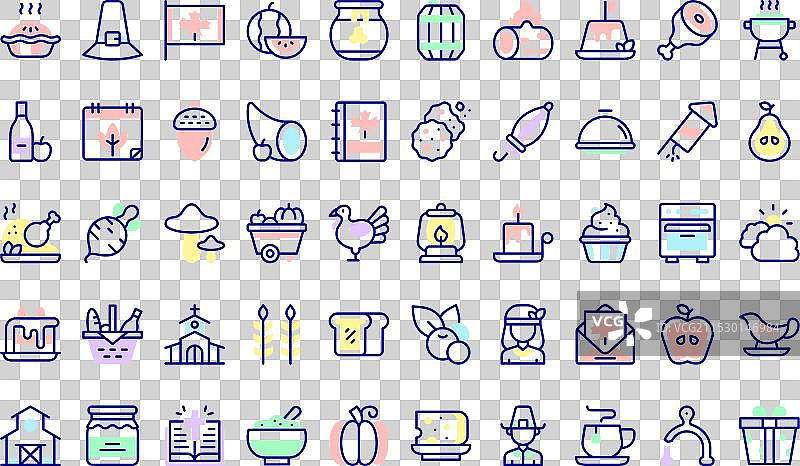 感恩节图标集合，带可编辑功能图片素材