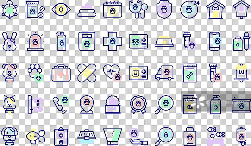 可编辑的兽医图标集合图片素材