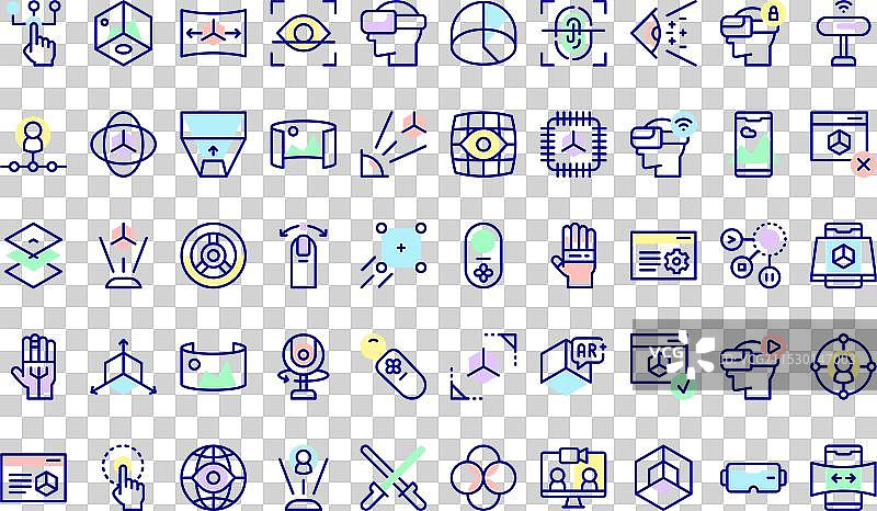 虚拟现实图标集合图片素材