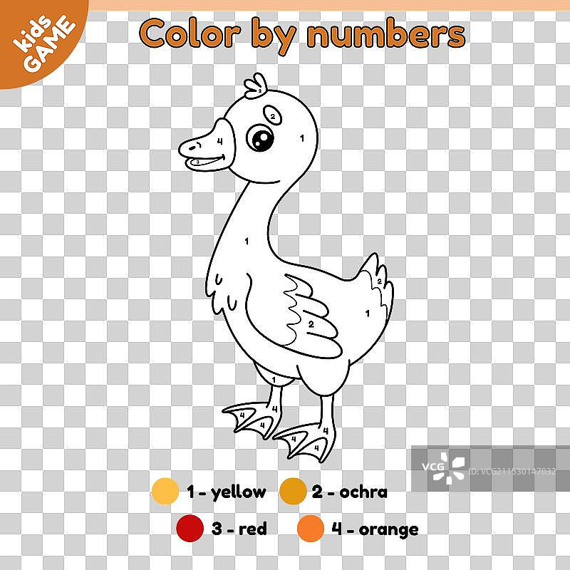 孩子们的数字涂色游戏与农场的小鹅图片素材