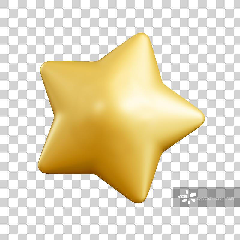 金色的星星五角星节日装饰3D插画元素图片素材