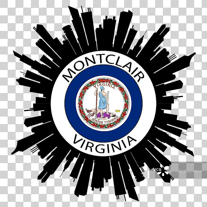 蒙特克莱尔天际线 弗吉尼亚州 旗帜 美国 旅行贴纸图片素材