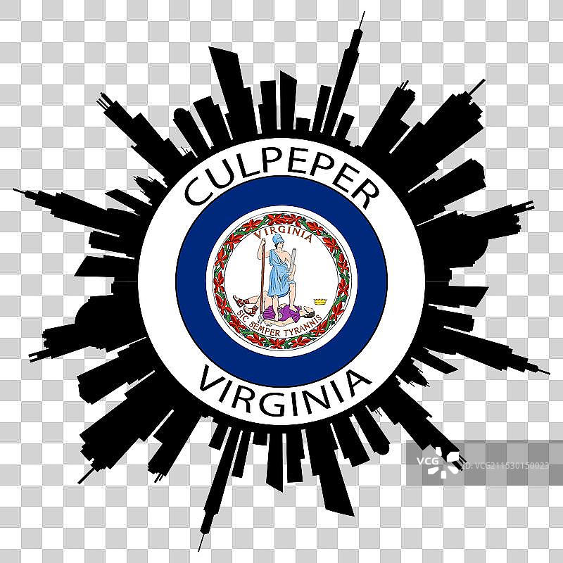 弗吉尼亚州卡尔佩珀天际线美国国旗旅行纪念品图片素材