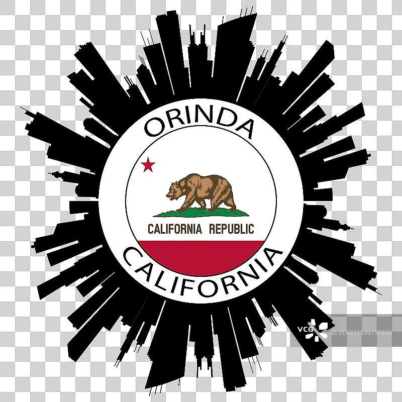 加州奥林达天际线美国国旗旅行纪念品图片素材