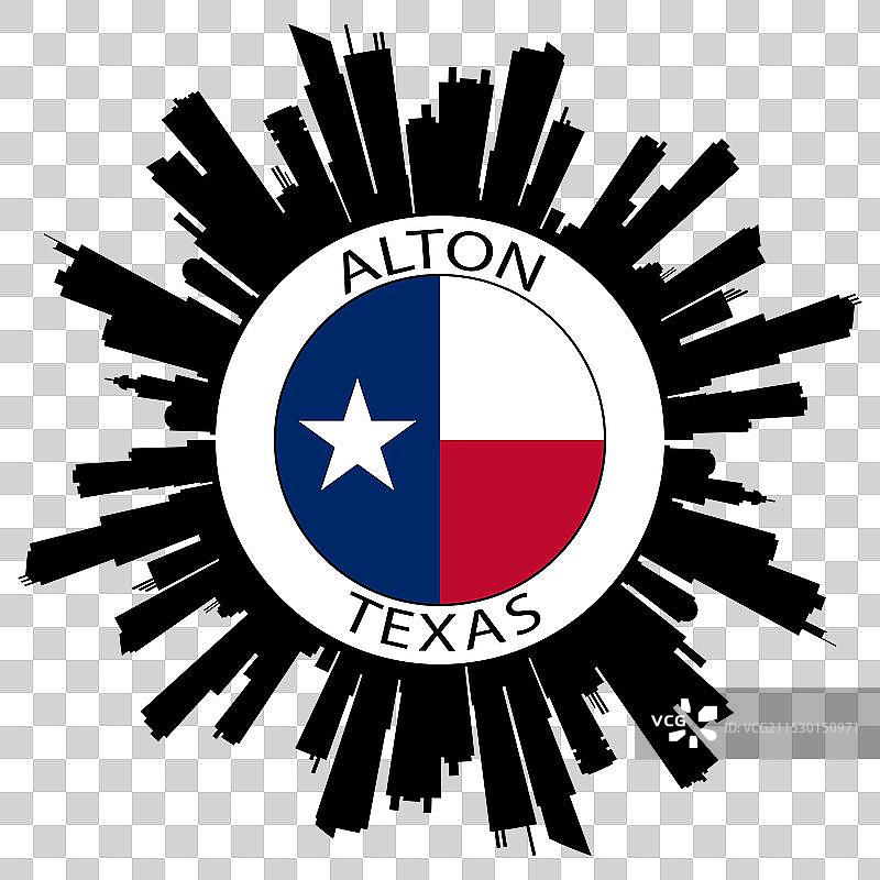 阿尔顿天际线 德克萨斯州 旗帜 美国 旅行纪念品图片素材