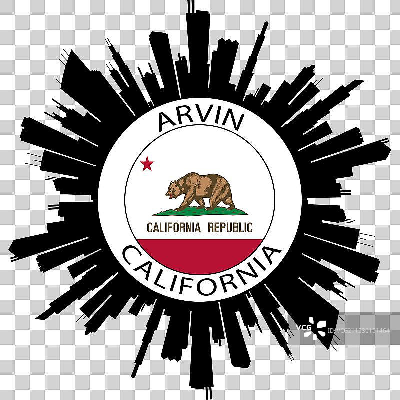 阿尔文天际线加利福尼亚州国旗美国旅行纪念品图片素材