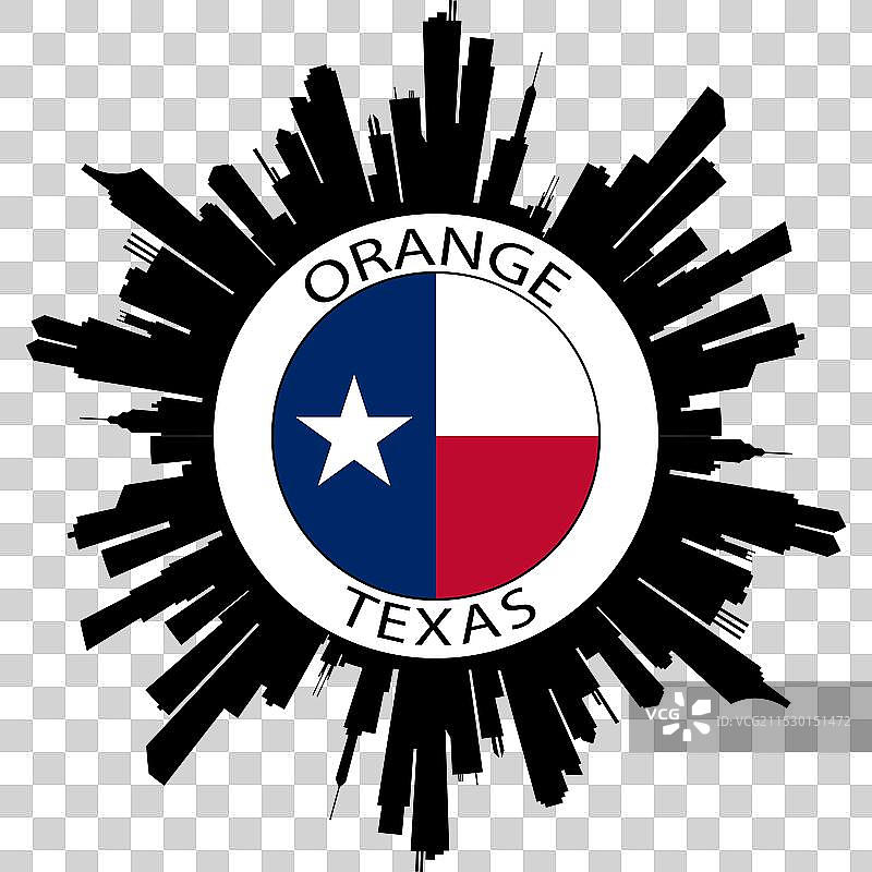 德克萨斯州橙色天际线美国旅行纪念品图片素材