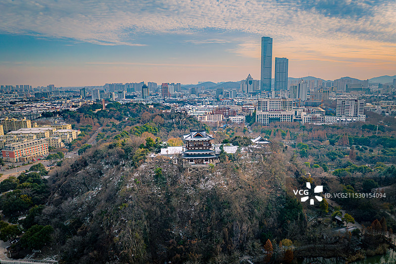 镇江市与北固楼（雪景）图片素材