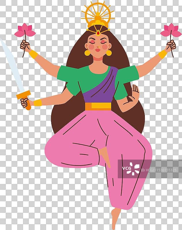 印度宗教女神杜尔迦图片素材