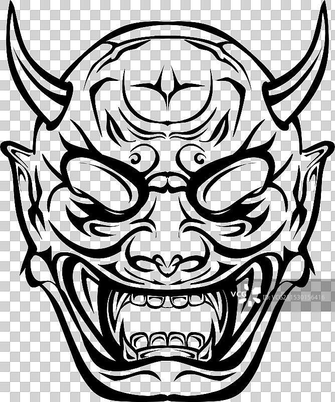 般若面具的设计是典型的日本风格。图片素材