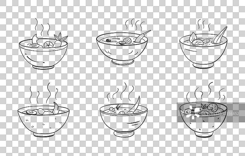 冬阴功汤线条艺术套装图片素材