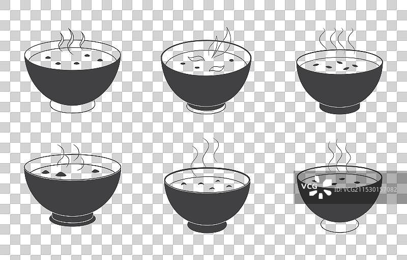 汤卡盖汤线条艺术套装图片素材