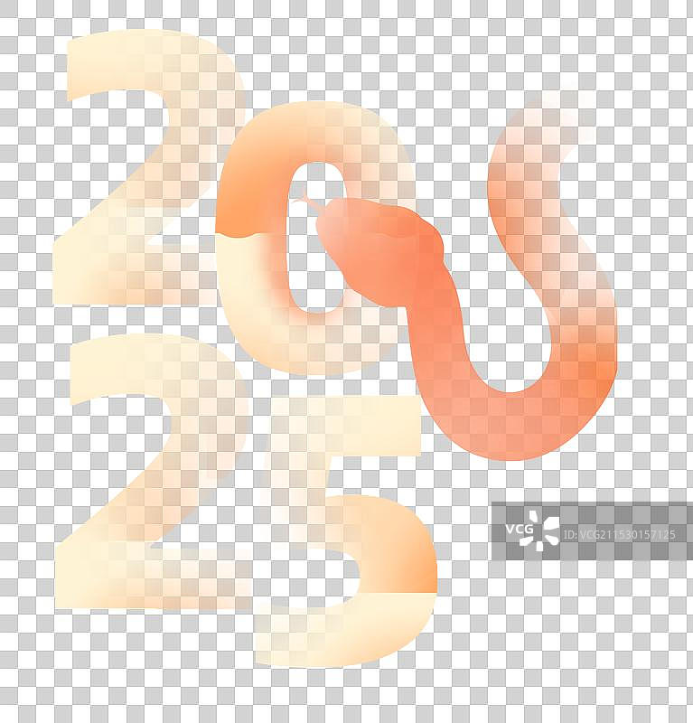 数字2025与蛇元素，酸性弥散风形状色块字体图片素材
