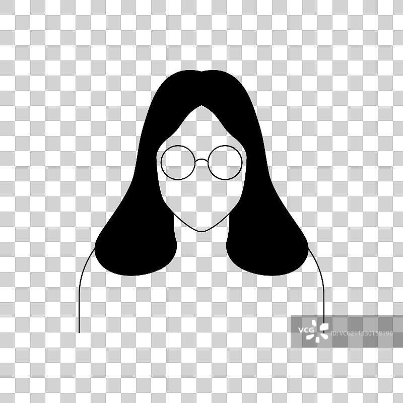 戴眼镜的女性线条艺术标志设计图片素材