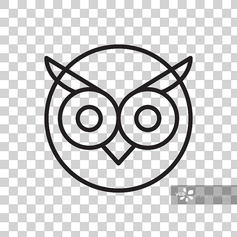 可爱的猫头鹰卡通鸟线条logo设计图片素材