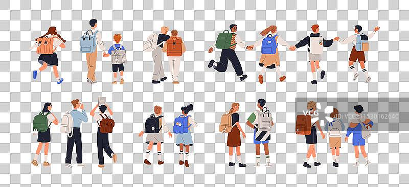 返校用品套装，孩子们手持书本图片素材