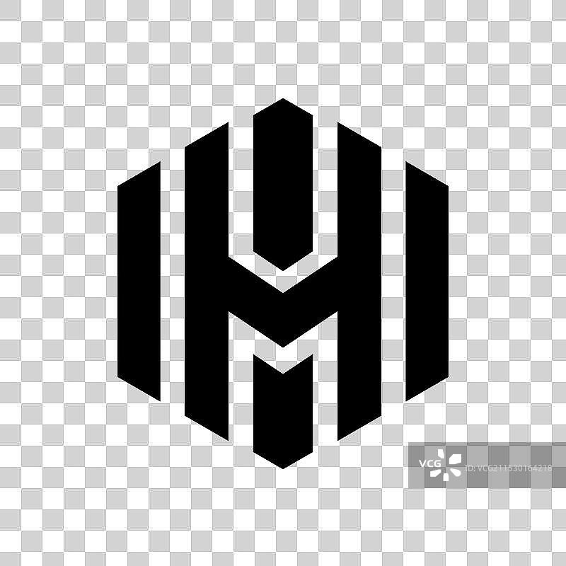 六边形现代字母M标志设计图片素材